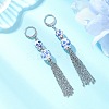 Handmade Flower Printed Porcelain Ceramic Beads Leverback Earrings EJEW-JE06893-1