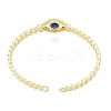 Cubic Zirconia Horse Eye Open Cuff Bangle BJEW-G651-04G-02-2