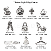 100Pcs 10 Style Tibetan Style Alloy Pendants TIBEP-CJ0001-75-2