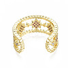Cubic Zirconia Star Open Cuff Ring RJEW-N037-006D-2