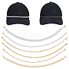 8Pcs Iron & 304 Stainless Steel & Glass Pearl Bead & Brass Chain Baseball Cap Chains HJEW-DC00071-1