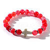 Natural Red Agate Beaded Stretch Bracelets QL8624-5-1