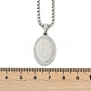 201 Stainless Steel Micro Pave Clear Cubic Zirconia Oval Pendant Box Chain Necklaces for Men NJEW-S387-02P-5