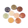 Flat Round with Floral Pattern Glass Beads GLAA-T025-69M-1