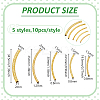 50Pcs 5 Styles Brass Textured Curved Tube Beads KK-PH0013-33-4
