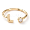Brass Micro Pave Clear Cubic Zirconia Cuff Rings RJEW-J074-01G-L-1