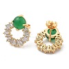 Brass Micro Pave Clear Cubic Zirconia Stud Earrings EJEW-G415-02D-G-2