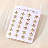 304 Stainless Steel Tiny Airplane Stud Earrings with 316 Stainless Steel Pins for Women LS-EJEW-J043-01G-5
