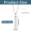 12 Sets 201 Stainless Steel Rectangle Pendant Necklaces NJEW-SC0001-59-2