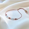 Natural Gemstone & Brass Beads Slider Bracelets IH0971-3
