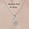 Non-Tarnish 201 Stainless Steel Hollow Teardrop Pendant Necklace NJEW-OY002-25-3