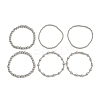 6Pcs 6 Styles Brass Round Beads Stretch Bracelets for Women BJEW-D357-04G-5