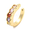 Real 14K Gold Plated Brass with Cubic Zirconia Cuff Earrings LS-EJEW-M232-01F-G-1