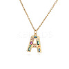 Brass Pave Colorful Cubic Zirconia Initial Pendant Necklaces for Women FS-WG02860-01-1