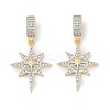 Brass Micro Pave Clear Cubic Zirconia Star European Dangle Charms KK-U058-37G-1