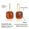 304 Stainless Steel Resin Square Dangle Earrings NU9861-3-1