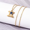 304 Stainless Steel Glass Drill Birth Stone Constellation Pendant Necklaces LS-STAS-D305-08G-C-5