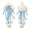 Glass Seed Beaded Jellyfish Pendants PALLOY-MZ00571-2