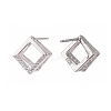 Rhodium Plated 925 Sterling Silver Stud Earring Findings X-STER-F048-28P-3