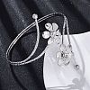 Flower Alloy Arm Cuff Bangles for Girl Women AJEW-A063-01E-P-2