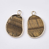 Natural Tiger Eye Pendants G-S359-019C-2
