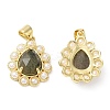 Ion Plating(IP) Natural Mixed Gemstone Teardrop with Plastic Pearl Beaded Pendant G-E599-01G-3