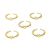 Clear Cubic Zirconia Initial Letter Open Cuff Ring RJEW-H120-09G-Y-4