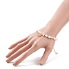 Natural Rose Quartz Chips & Pearl Beaded Bracelet BJEW-JB08236-01-3