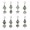 Angel Natural Green Aventurine Beads & Alloy Tree Pendant Decorations HJEW-JM03075-2