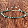 Natural Green Spot Jasper Heishi Beads Adjustable Braided Bracelets for Men Women BX7041-14-1