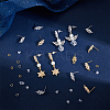 8 Pairs 2 Color Flower Shape Brass Cubic Zirconia Stud Earring Findings KK-CN0003-21-4