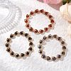 3Pcs Natural Black Onyx & Carnelian & Lapis Lazuli Beads Link Chains Bracelets for Women BJEW-JB13440-1