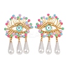 304 Stainless Steel Evil Eye with Teardrop Dangle Stud Earrings EJEW-A138-07G-4