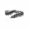 Double Wing Alloy Open Cuff Ring for Men Women RJEW-T009-31AS-1