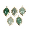Natural Green Strawberry Quartz Faceted Leaf Pendants G-I375-04G-15-1