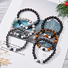 3 Sets 3 Style Natural & Synthetic Mixed Gemstone & Glass Round Beaded Stretch Bracelet Sets BJEW-FI0001-39-5