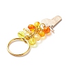 4Pcs Flower/Bee/Orange Juice Alloy Enamel Pendant Keychain KEYC-JKC00412-05-6