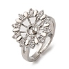 Flower Brass Micro Pave Clear Cubic Zirconia Cuff Ring Settings KK-D378-33P-1