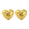 Ion Plating(IP) 304 Stainless Steel Hollow Heart Stud Earrings EJEW-D281-01G-1