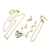 304 Stainless Steel Enamel Shoes Skull Heart Pumpkin Pendant & Necklaces & Bracelets Sets SJEW-Q002-01G-2
