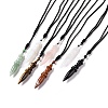Gemstone Bullet Pendant Necklace with Nylon Cord for Women G-A210-06-1