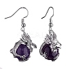 Natural Amethyst Dragon Dangle Earrings EJEW-A092-06P-01-1