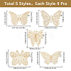 20Pcs 5 Styles Unfinished Wood Cutout AJEW-SC0003-41-2