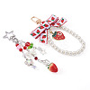 2Pc Strawberry Imitation Pearl and Acrylic Pendant Decorations HJEW-TA0001-38-2