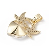 Real 18K Gold Plated Rack Plating Brass Micro Pave Cubic Zirconia Pendants KK-C015-03G-07-3