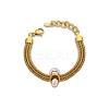304 Stainless Steel Popcorn Chains Triple Layer Multi-strand Bracelet BJEW-Q775-09G-1