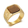 304 Stainless Steel with Natural Tiger Eye Finger Rings FS-WG06E27-01-2