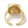 Rack Plating Brass Micro Pave Clear Cubic Zirconia Cuff Ring RJEW-P104-01G-3