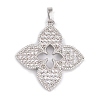 Rack Plating Brass & Clear Cubic Zirconia Pendants KK-S374-01P-1