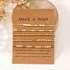 5Pcs Glass & Metal Gold & White Beaded Bracelet Sets AB9103-3-4